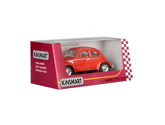 Macheta auto metalica 1967 Volkswagen Classical Beetle Kinsmart KT5057W, scara 1:32, cu usi care se deschid, Rosu