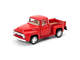 Macheta auto metalica 1956 Ford F-100 Pickup Kinsmart KT5385W, scara 1:38, cu usi care se deschid, Rosu