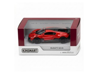 Macheta auto metalica Bugatti Divo Kinsmart KT5442W, scara 1:38, cu usi care se deschid, Rosu