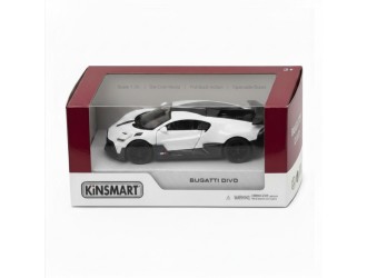 Macheta auto metalica Bugatti Divo Kinsmart KT5442W, scara 1:38, cu usi care se deschid, Alb