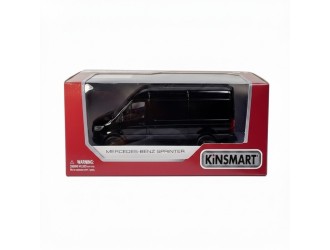 Macheta auto metalica Mercedes-Benz Sprinter Kinsmart KT5426W, scara 1:38, cu usi care se deschid, Negru