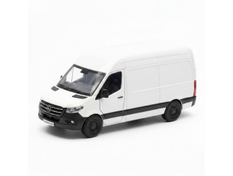 Macheta auto metalica Mercedes-Benz Sprinter Kinsmart KT5426W, scara 1:38, cu usi care se deschid, Alb