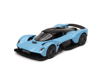 Macheta auto metalica Aston Martin Valkyrie Kinsmart KT5470W, scara 1:36, cu usi care se deschid, Albastru