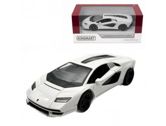 Macheta auto metalica Lamborghini Countach LPI 800-4 Kinsmart KT5437W, scara 1:38, cu usi care se deschid, Alb