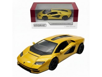 Macheta auto metalica Lamborghini Countach LPI 800-4 Kinsmart KT5437W, scara 1:38, cu usi care se deschid, Galben
