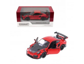 Macheta auto metalica Porsche 911 GT2 RS Kinsmart KT5408W, scara 1:36, cu usi care se deschid, Rosu