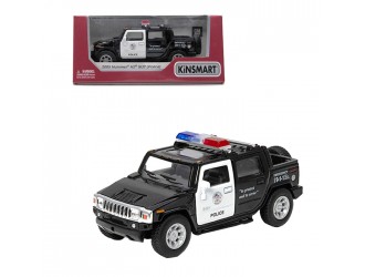 Macheta auto metalica Hummer H2 SUT Police Kinsmart KT5097WP, scara 1:40, cu usi care se deschid