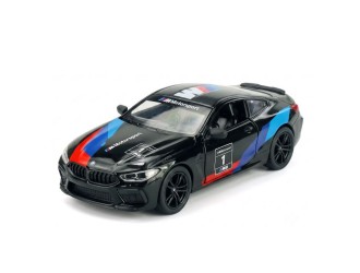 Macheta auto metalica BMW M8 Competition Coupe (Livery Edition) Kinsmart KT5425WF, scara 1:38, cu usi care se deschid, Negru