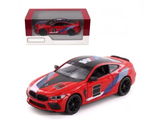 Macheta auto metalica BMW M8 Competition Coupe (Livery Edition) Kinsmart KT5425WF, scara 1:38, cu usi care se deschid, Rosu