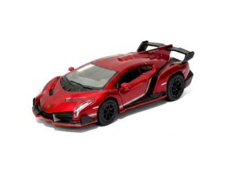 Macheta auto metalica Lamborghini Veneno Kinsmart KT5370W, scara 1:38, cu usi care se deschid, Rosu