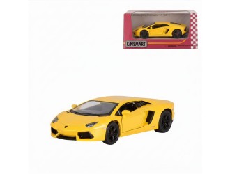 Macheta auto metalica Lamborghini Aventador LP 700-4 Kinsmart KT5370W, scara 1:38, cu usi care se deschid, Galben
