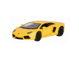 Macheta auto metalica Lamborghini Aventador LP 700-4 Kinsmart KT5370W, scara 1:38, cu usi care se deschid, Galben