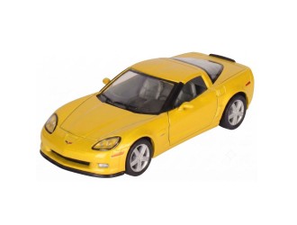 Macheta auto metalica Chevrolet Corvette Z06 Kinsmart KT5320W, scara 1:36, cu usi care se deschid, Galben