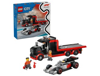 Set de constructie LEGO City 60493 Camion expozitional F1 cu monopost Audi, jucarie de construit