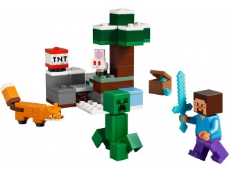 Set de constructie LEGO Minecraft 21583 Aventura lui Steve in taiga, jucarie de construit