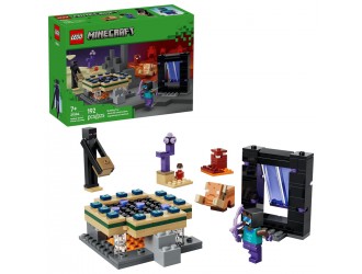 Set de constructie LEGO Minecraft 21584 Calatorie prin portalul Nether si End, jucarie de construit