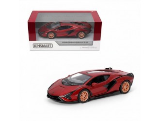 Macheta auto metalica Lamborghini Sian FKP 37 Kinsmart KT5431W, scara 1:32, cu usi care se deschid, Rosu