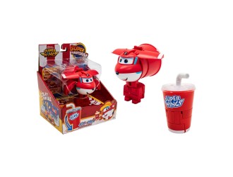 Jucarie Transformabila Super Wings Foodie, Pahar cu Suc 2 in 1, Mini Robot Avion Jett