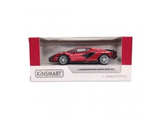 Macheta auto metalica Lamborghini Sian FKP 37 Kinsmart KT5431W, scara 1:32, cu usi care se deschid, Rosu