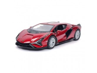 Macheta auto metalica Lamborghini Sian FKP 37 Kinsmart KT5431W, scara 1:32, cu usi care se deschid, Rosu