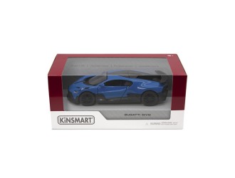 Macheta auto metalica Bugatti Divo Kinsmart KT5442W, scara 1:38, cu usi care se deschid, Albastru