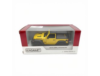 Macheta auto metalica 2018 Jeep Wrangler Hard Top Kinsmart KT5412WB, scara 1:34, cu usi care se deschid, Galben