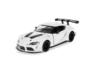 Macheta auto metalica Toyota GR Supra Racing Concept Kinsmart KT5421W, scara 1:36, cu usi care se deschid, Alb