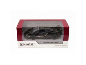 Macheta auto metalica Lamborghini Veneno Kinsmart KT5367W, scara 1:36, cu usi care se deschid, Negru