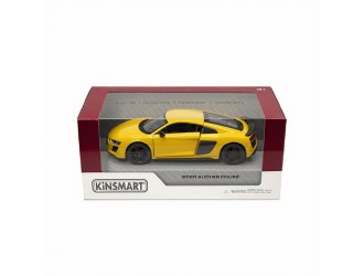 Macheta auto metalica Audi R8 Coupe Kinsmart KT5422W, scara 1:36, cu usi care se deschid, Galben