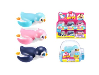 Jucarie interactiva ZURU Pets Alive Swimming Penguin, pinguin inotator cu activare in apa, diverse modele