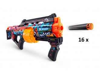 Blaster X-Shot Skins Last Stand Gun Machine cu 16 cartuse, Graffiti