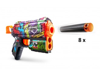 Blaster X-Shot Skins Flux Gun cu 8 cartuse, Graffiti