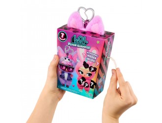 Jucarie-breloc de plus papusa L.O.L. Surprise! Seria Plush Surprise, Rocker Kitty