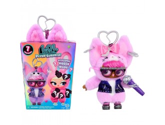 Jucarie-breloc de plus papusa L.O.L. Surprise! Seria Plush Surprise, Rocker Kitty