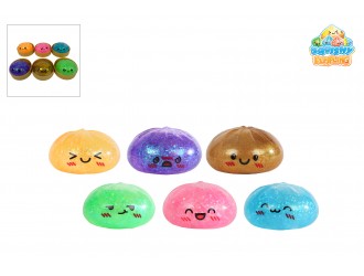ucarie antistres Kawaii Fidget Dumpling cu slime si sclipici, 5,8 cm, cosulet 6,5 cm, culoare aleatorie