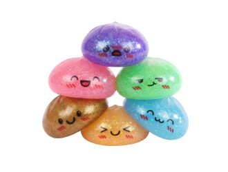 ucarie antistres Kawaii Fidget Dumpling cu slime si sclipici, 5,8 cm, cosulet 6,5 cm, culoare aleatorie