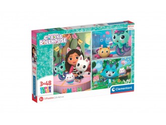 Set 3 puzzle-uri Supercolor Clementoni Gabbys Dollhouse, 48 piese