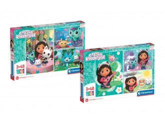 Set 3 puzzle-uri Supercolor Clementoni Gabbys Dollhouse, 48 piese