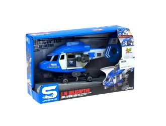 Elicopter de jucarie albastru JSTOYS JS128B, 1:16, cu frictiune, lumini si sunete