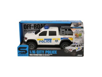 Masina pick-up de politie alba JSTOYS JS211C, cu frictiune, lumini si sunete