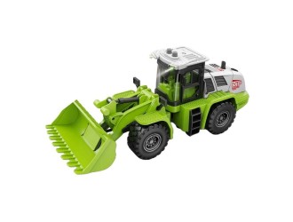 Tractor buldozer de jucarie verde JSTOYS JS129-2, 1:16, cu frictiune, lumini si sunete