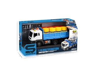 Camion de jucarie pentru transport cisterne de petrol JSTOYS JS118B, 1:16, cu frictiune, buton de presiune, lumini si sunete