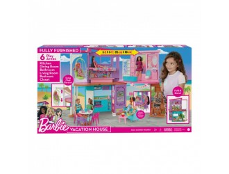Casa de vacanta Barbie Vacation House 2 nivele, 6 camere, 30+ accesorii.