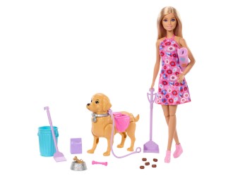 Set Barbie Walk & Potty Pup, papusa cu catelus interactiv si accesorii