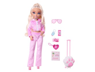 Papusa Barbie Dream Besties Weekend Getaway Malibu cu 7 accesorii de calatorie