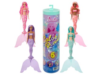 Papusa sirena Barbie Color Reveal Mermaid Series, 6 surprize si schimbare de culoare, model surpriza