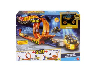 Set pista Hot Wheels Monster Trucks Loop and Flip Trophy Challenge