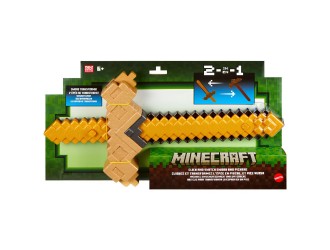 Sabie transformabila in tarnacop Minecraft Gold Mattel, jucarie 2 in 1 din plastic