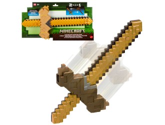 Sabie transformabila in tarnacop Minecraft Gold Mattel, jucarie 2 in 1 din plastic
