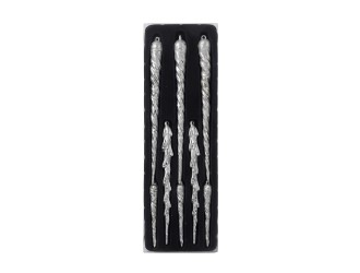Set 8 decoratiuni de Craciun tip turturi argintii